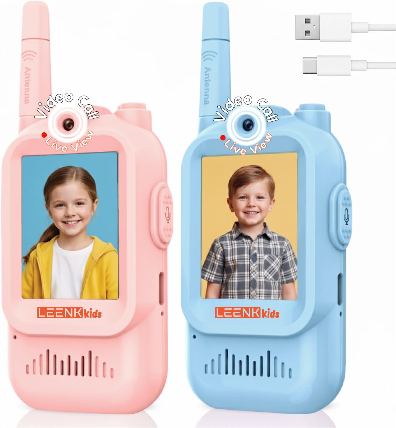 Video Walkie Talkie 2 Pack Rechargeable Interphone with HD Camera & Voice Changer.