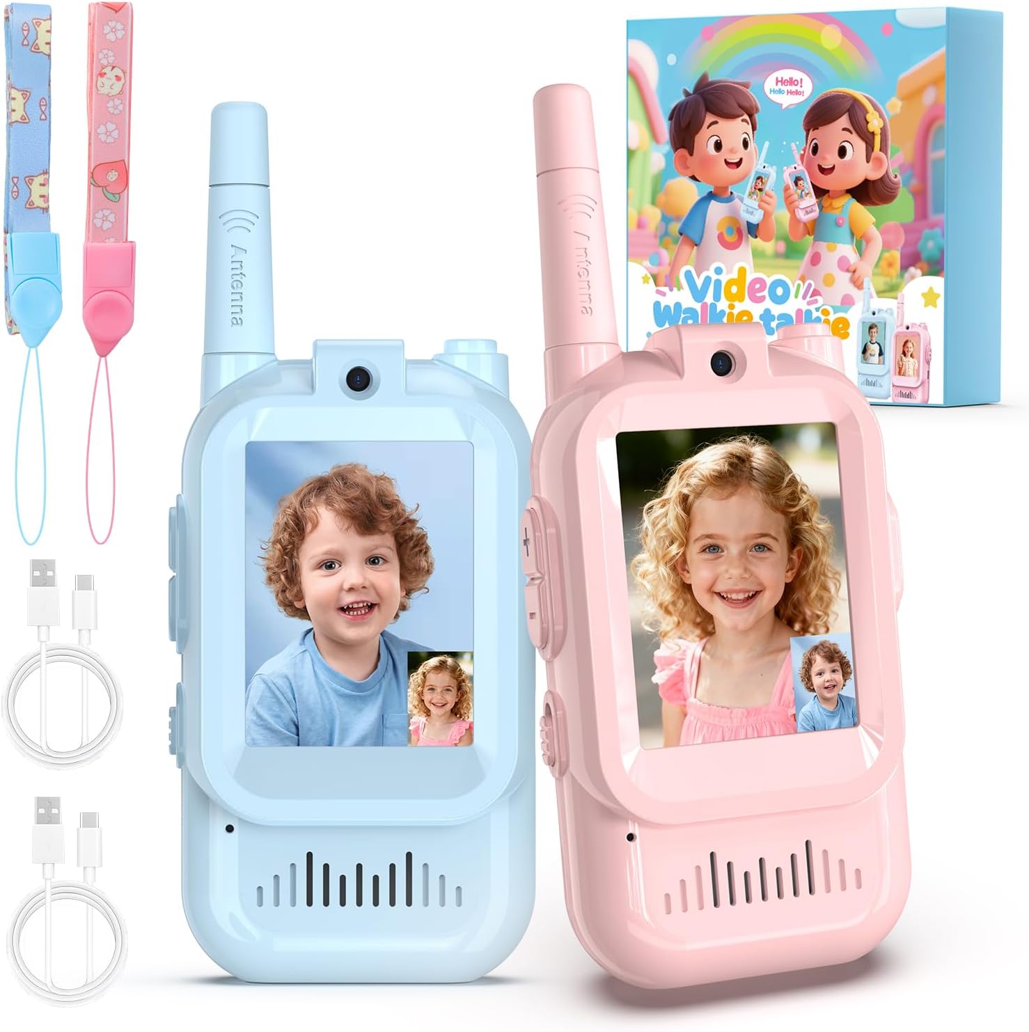 Video Walkie Talkie 2 Pack Rechargeable Interphone with HD Camera & Voice Changer.