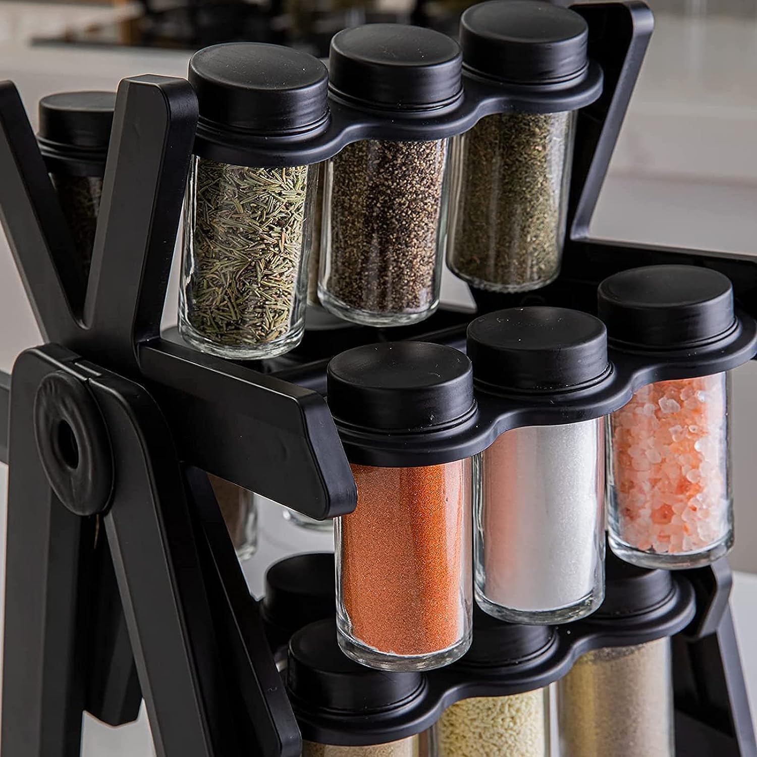 Spice Rack Organizer With 18 Spice Jars || منظم رف التوابل مع 18 برطمان توابل