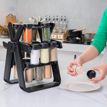 Spice Rack Organizer With 18 Spice Jars || منظم رف التوابل مع 18 برطمان توابل