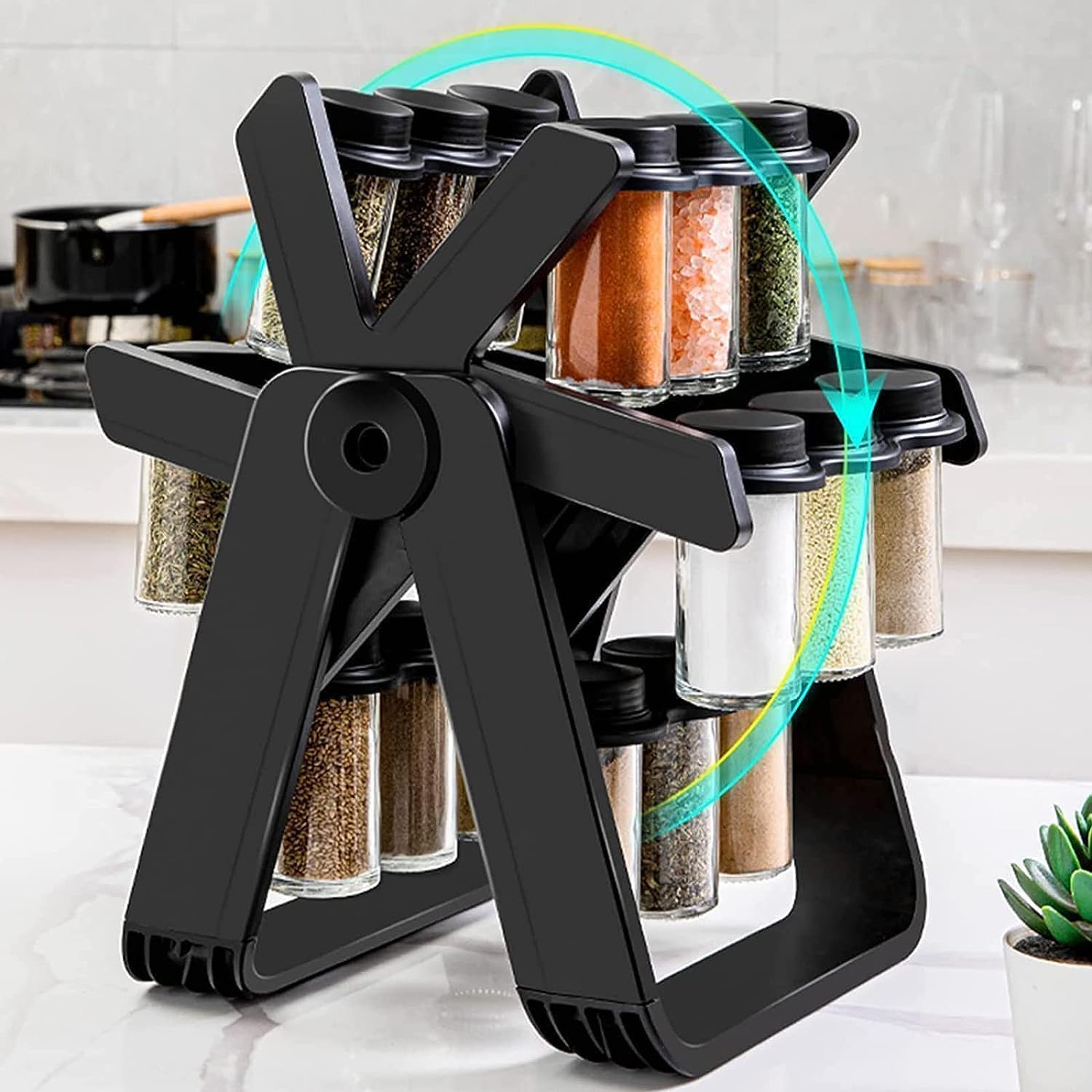 Spice Rack Organizer With 18 Spice Jars || منظم رف التوابل مع 18 برطمان توابل