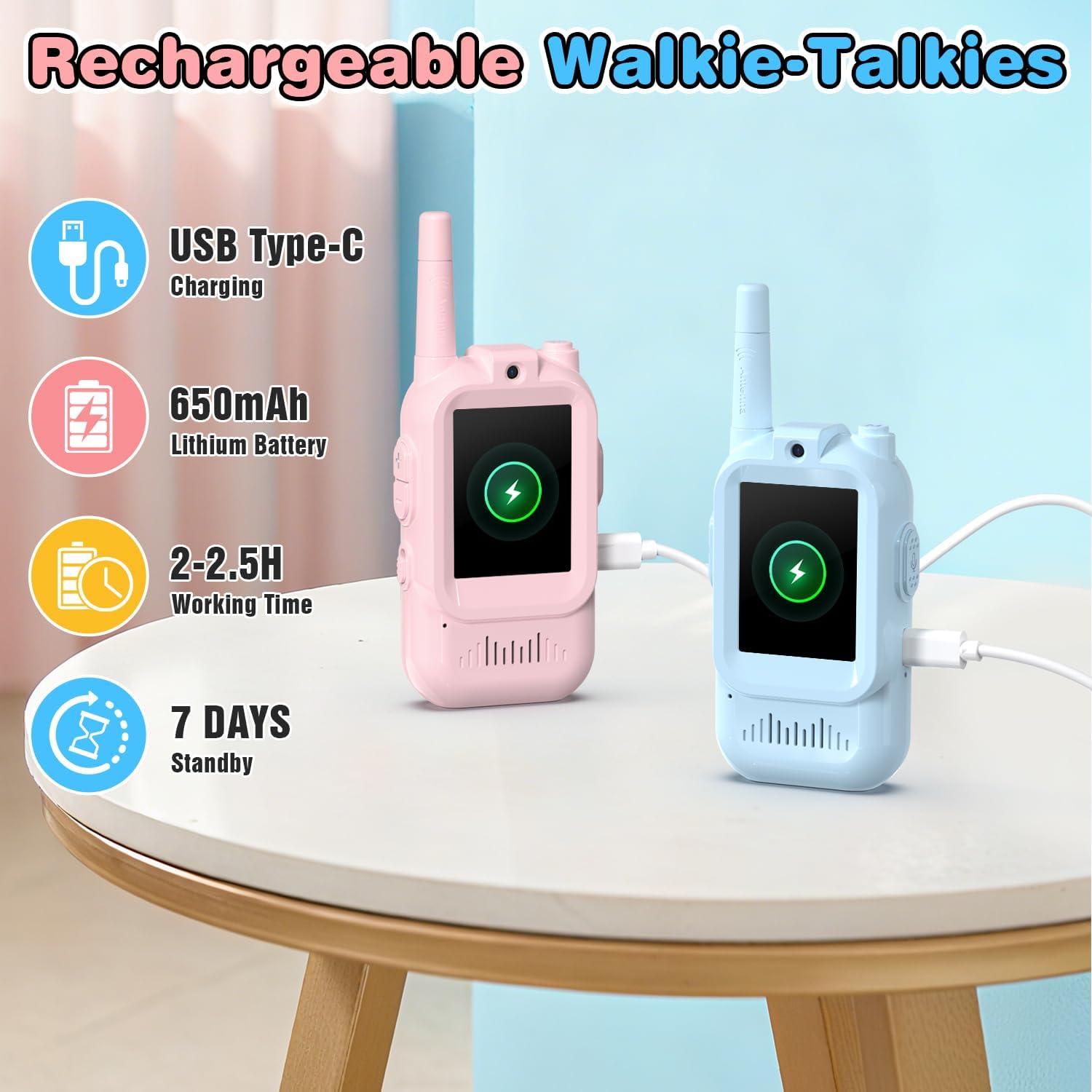Video Walkie Talkie 2 Pack Rechargeable Interphone with HD Camera & Voice Changer.