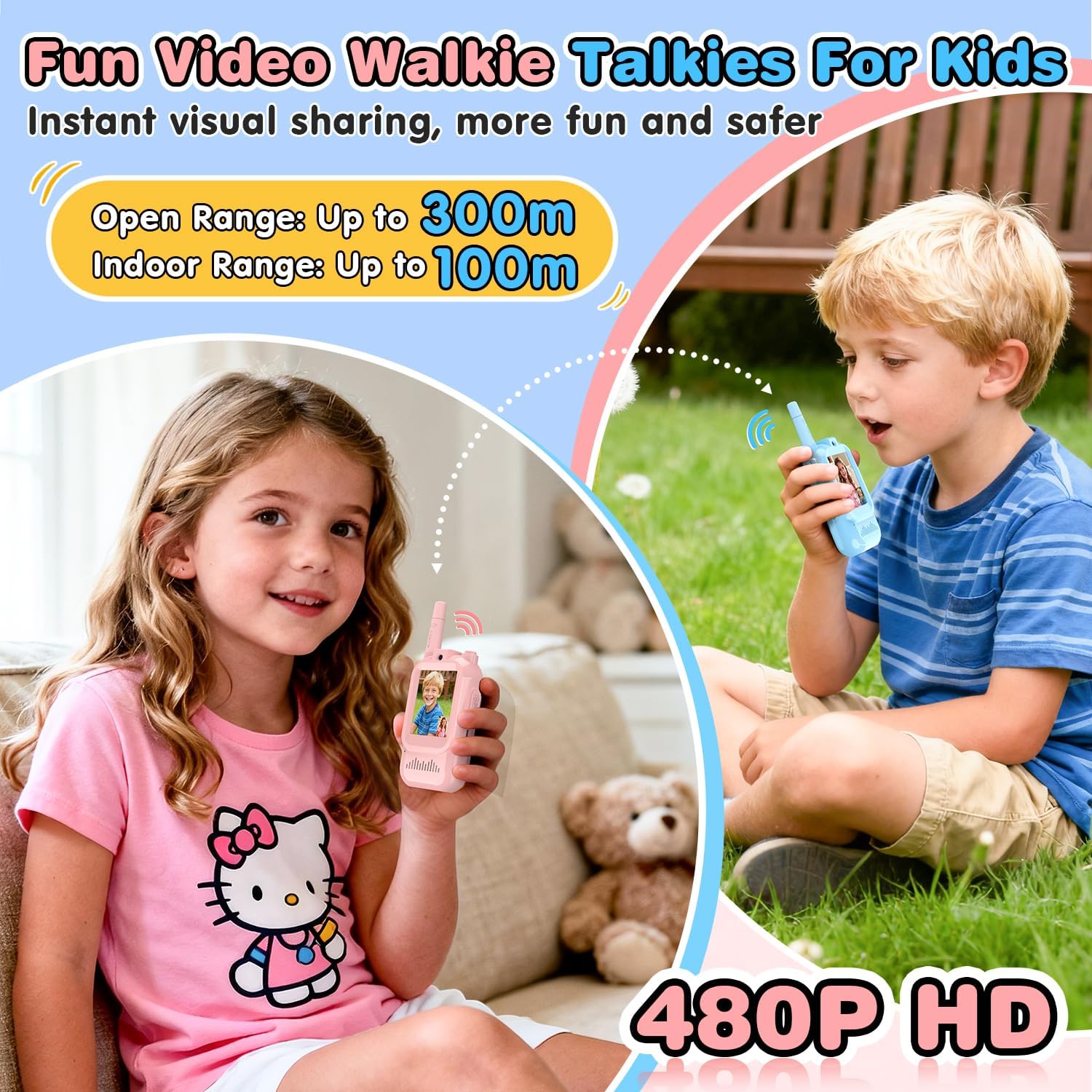 Video Walkie Talkie 2 Pack Rechargeable Interphone with HD Camera & Voice Changer.