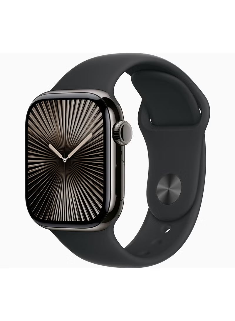 Apple Watch Series 10 GPS 42mm Jet Black Aluminum Case With Black Sport Band - Medium / Large